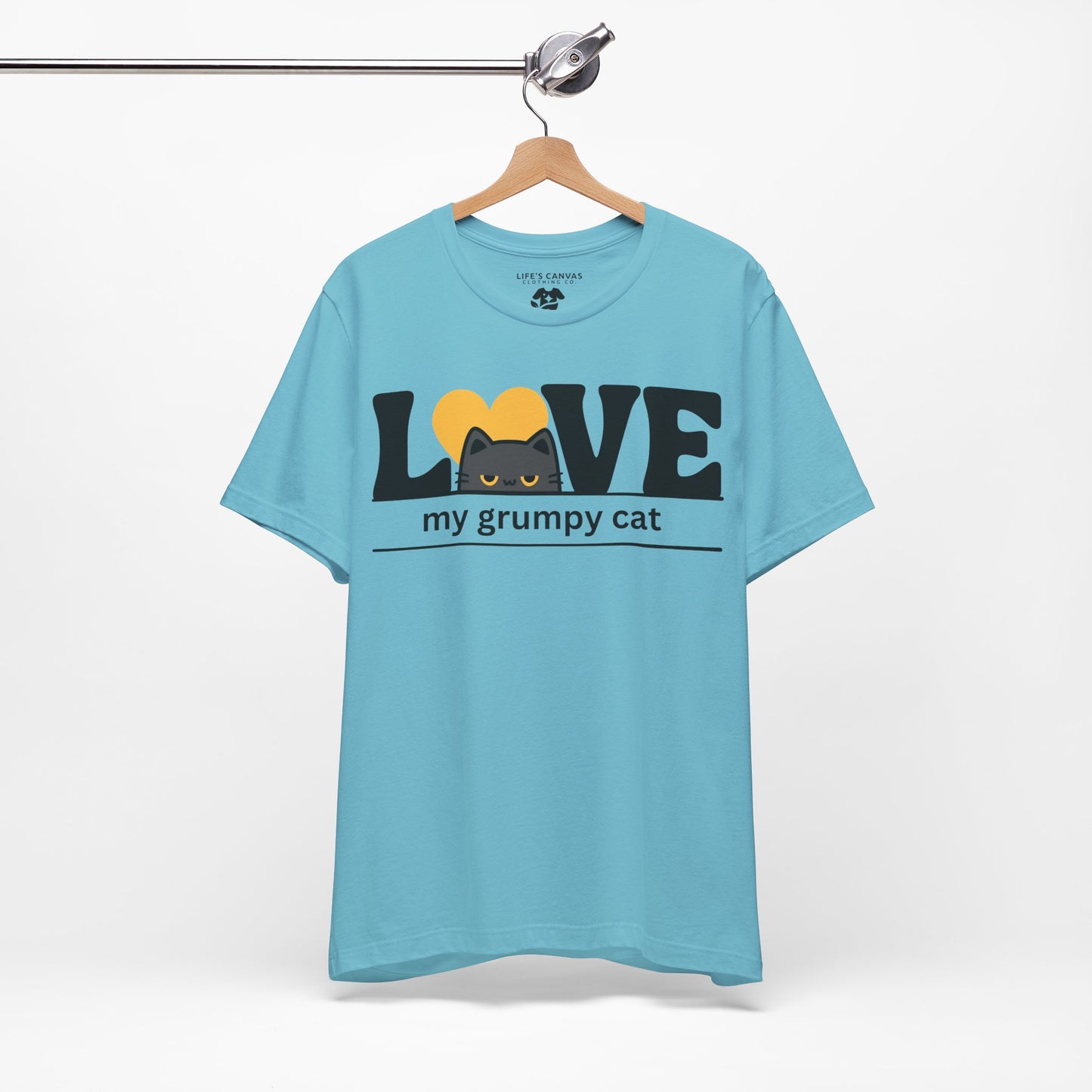 Love my grumpy cat graphic t-shirt in Turquoise on model