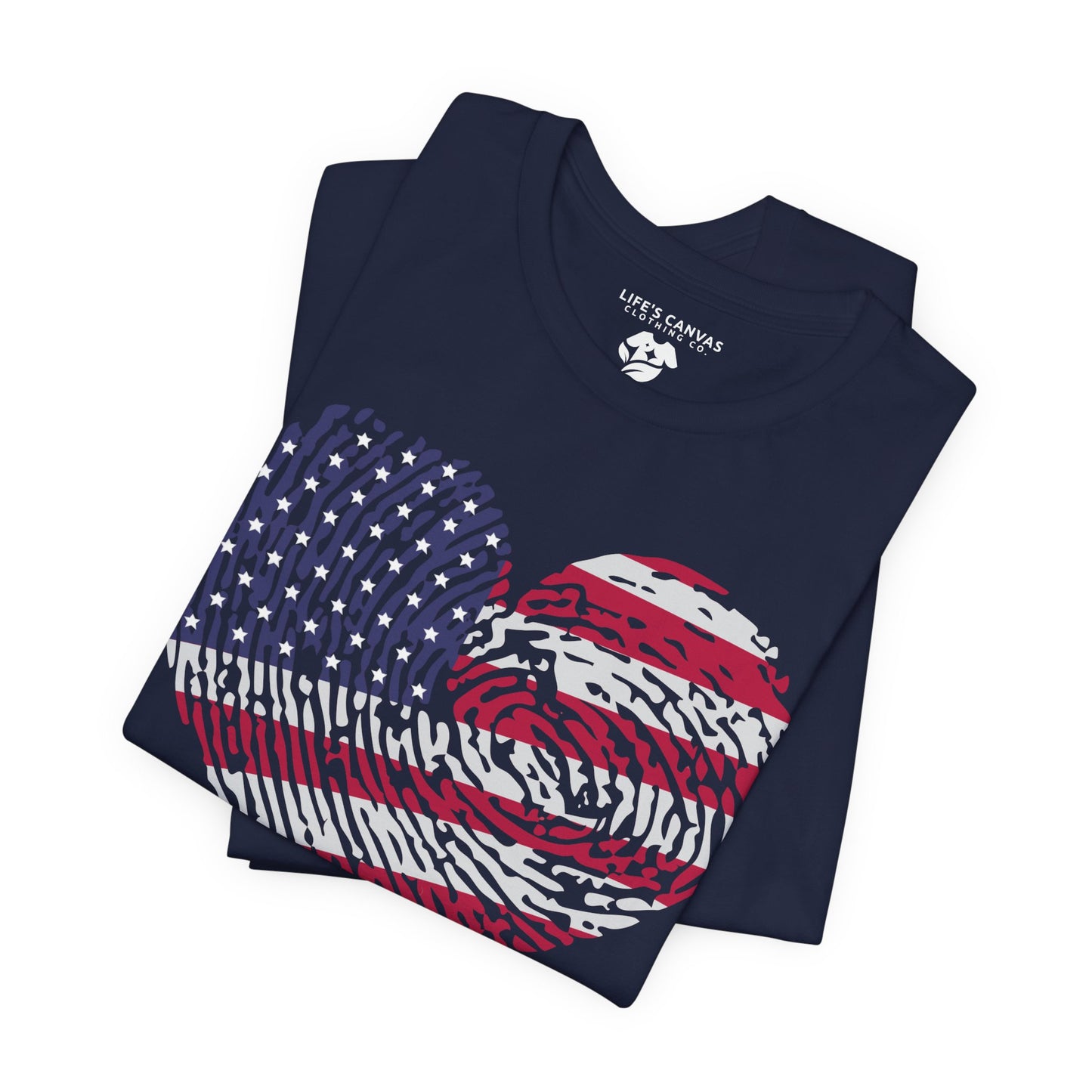 Thumbprint Heart – USA Edition – Unisex T-Shirt | FOR THE ONES WHO CARRY HOME IN THEIR HEART
