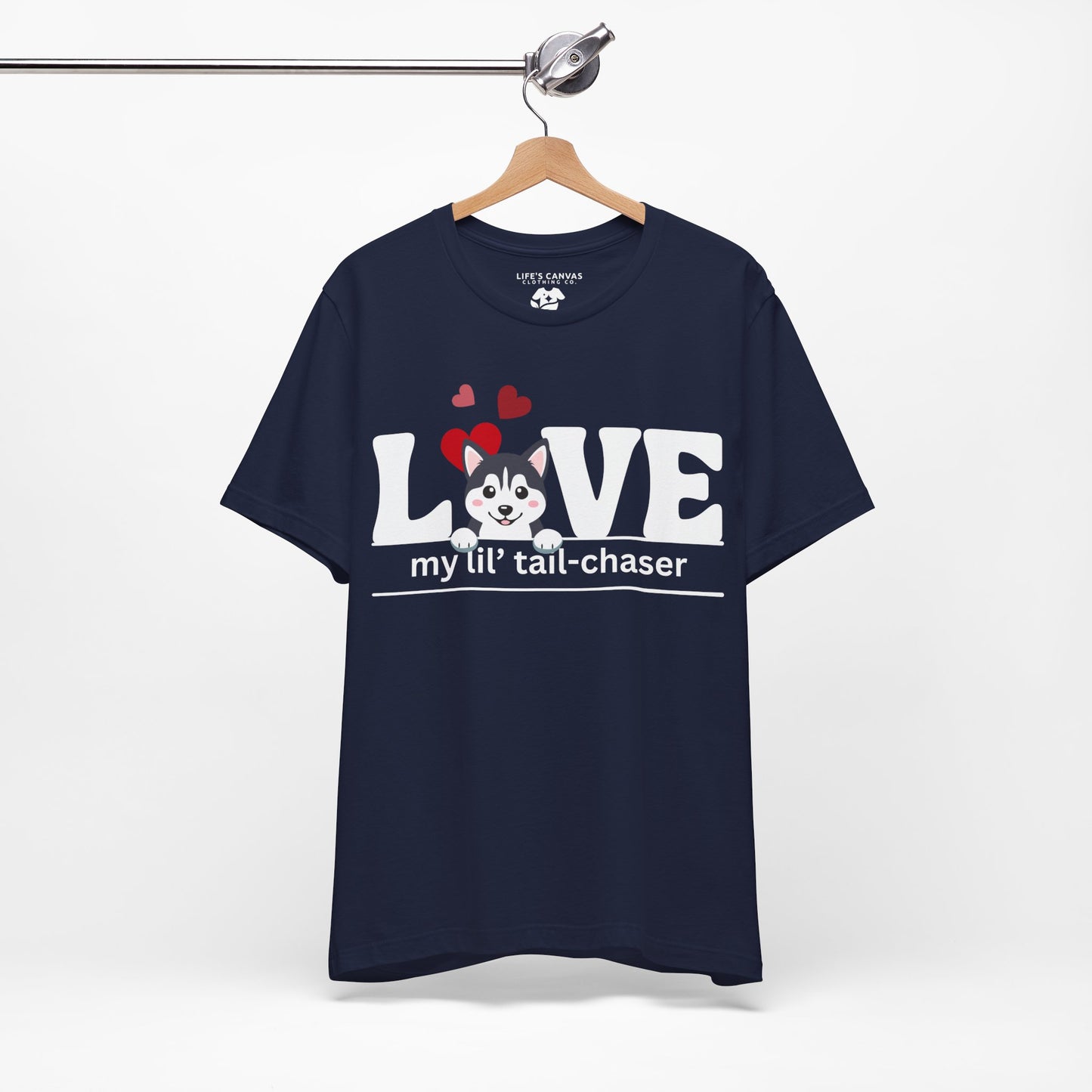 "L[Husky]VE - Lil' Tail Chaser" Unisex T-Shirt [FOR THE PUPPY-LOVING HEARTS]