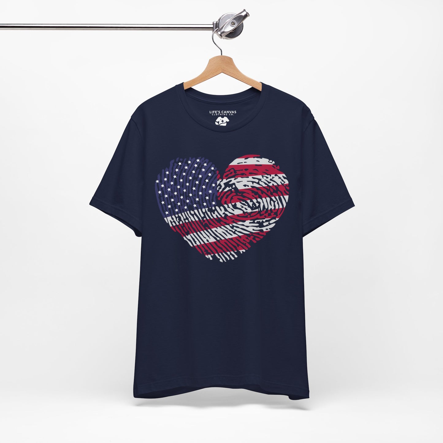 Thumbprint Heart – USA Edition – Unisex T-Shirt | FOR THE ONES WHO CARRY HOME IN THEIR HEART