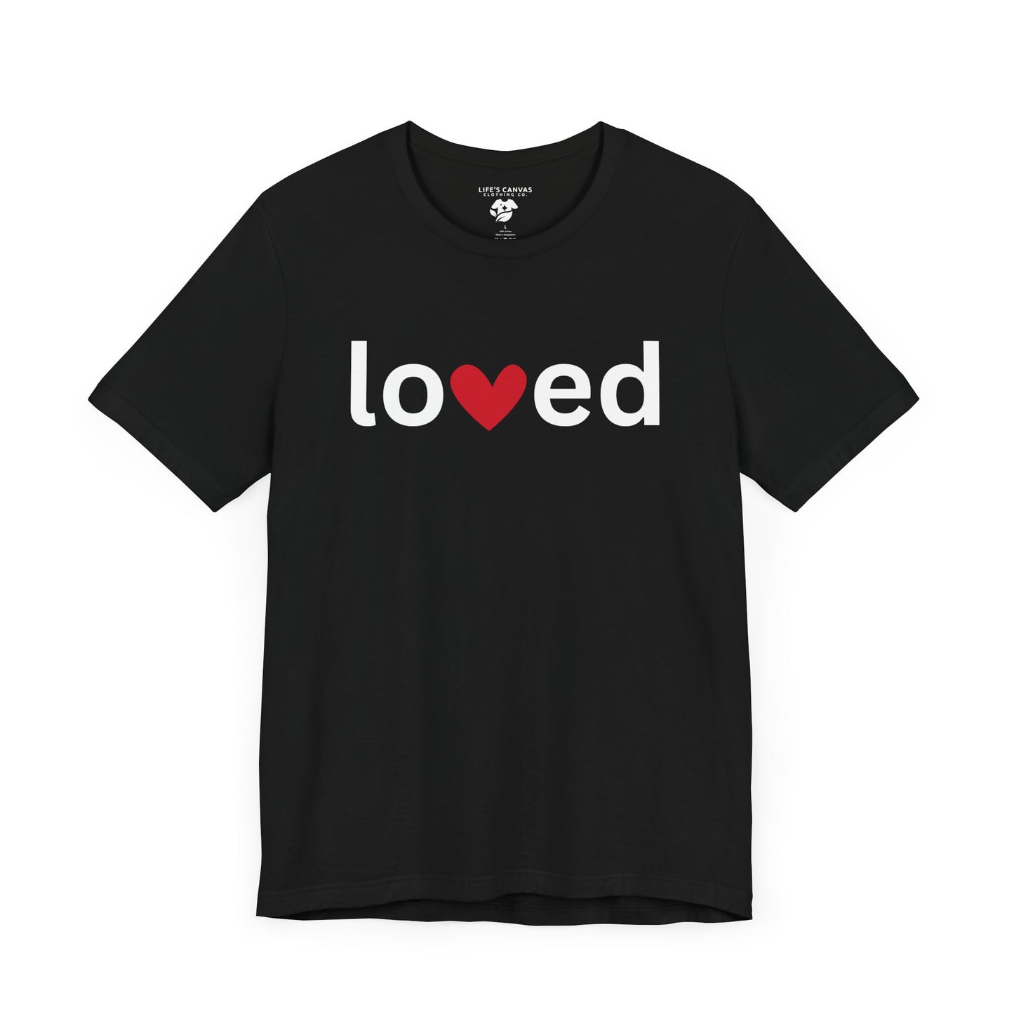 “Loved” Unisex T-Shirt with Heart-Shaped “V” [LOVE ALWAYS WINS!]