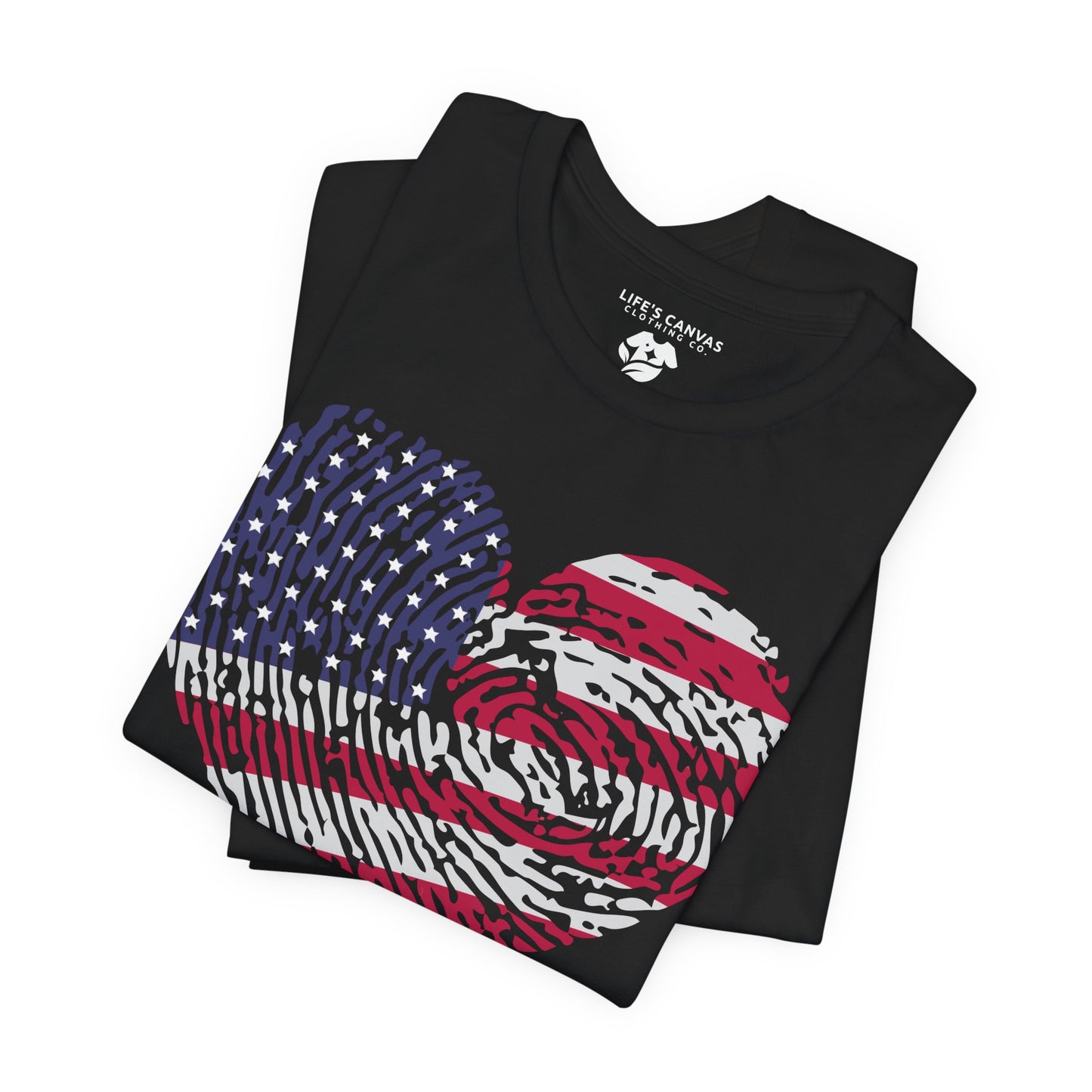 Thumbprint Heart – USA Edition – Unisex T-Shirt | FOR THE ONES WHO CARRY HOME IN THEIR HEART