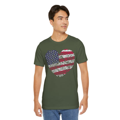 Thumbprint Heart – USA Edition – Unisex T-Shirt | FOR THE ONES WHO CARRY HOME IN THEIR HEART