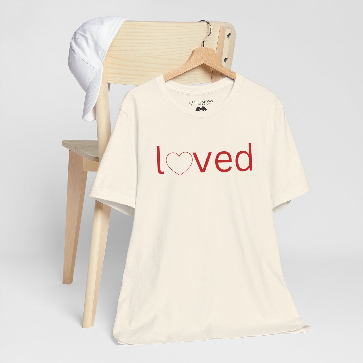 “Loved” Unisex T-Shirt with Heart-Shaped Line Art [FOLLOW YOUR HEART!]