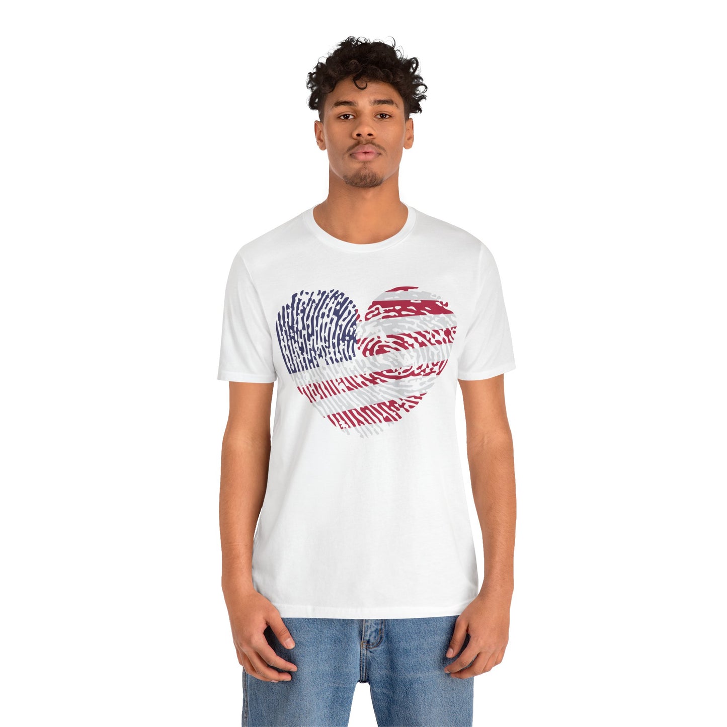 Thumbprint Heart – USA Edition – Unisex T-Shirt | FOR THE ONES WHO CARRY HOME IN THEIR HEART