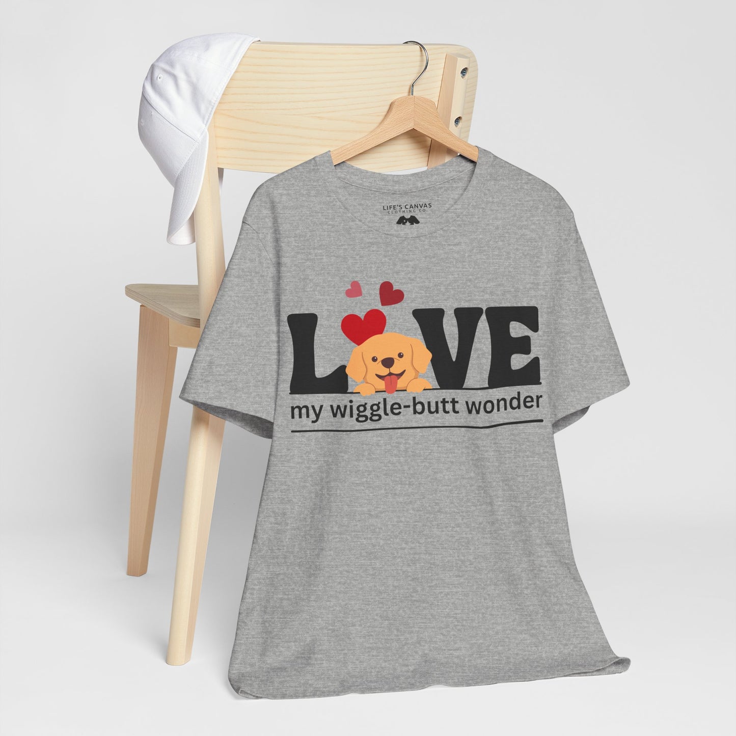 “L[Golden Puppy]ve My Wiggle-Butt Wonder” Unisex T-Shirt [PUPPY LOVE PERFECTION!]