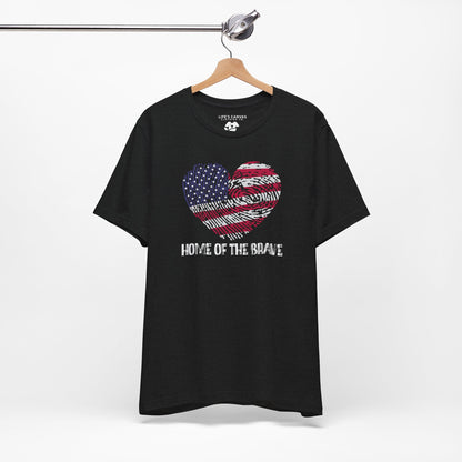 Home of the Brave – Thumbprint Heart Edition – Unisex T-Shirt | FOR THOSE WHO WEAR THEIR HEART AND HOMELAND PROUDLY
