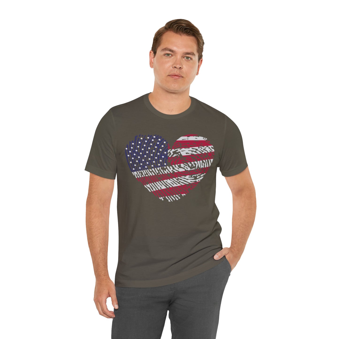 Thumbprint Heart – USA Edition – Unisex T-Shirt | FOR THE ONES WHO CARRY HOME IN THEIR HEART