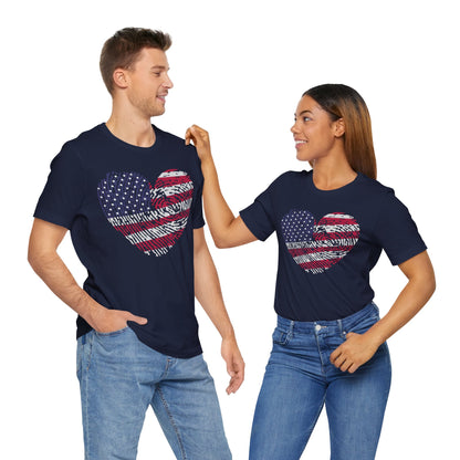 Thumbprint Heart – USA Edition – Unisex T-Shirt | FOR THE ONES WHO CARRY HOME IN THEIR HEART