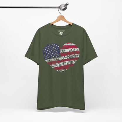 Thumbprint Heart – USA Edition – Unisex T-Shirt | FOR THE ONES WHO CARRY HOME IN THEIR HEART
