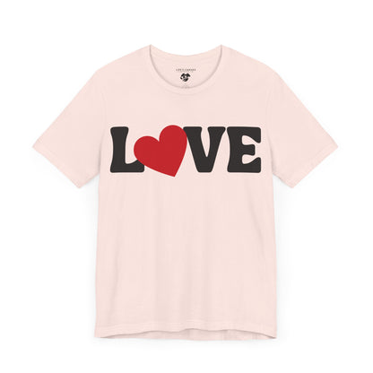 “Love” Unisex T-Shirt with Solid Heart-Shaped “O” [HEART-FELT HAPPINESS!]