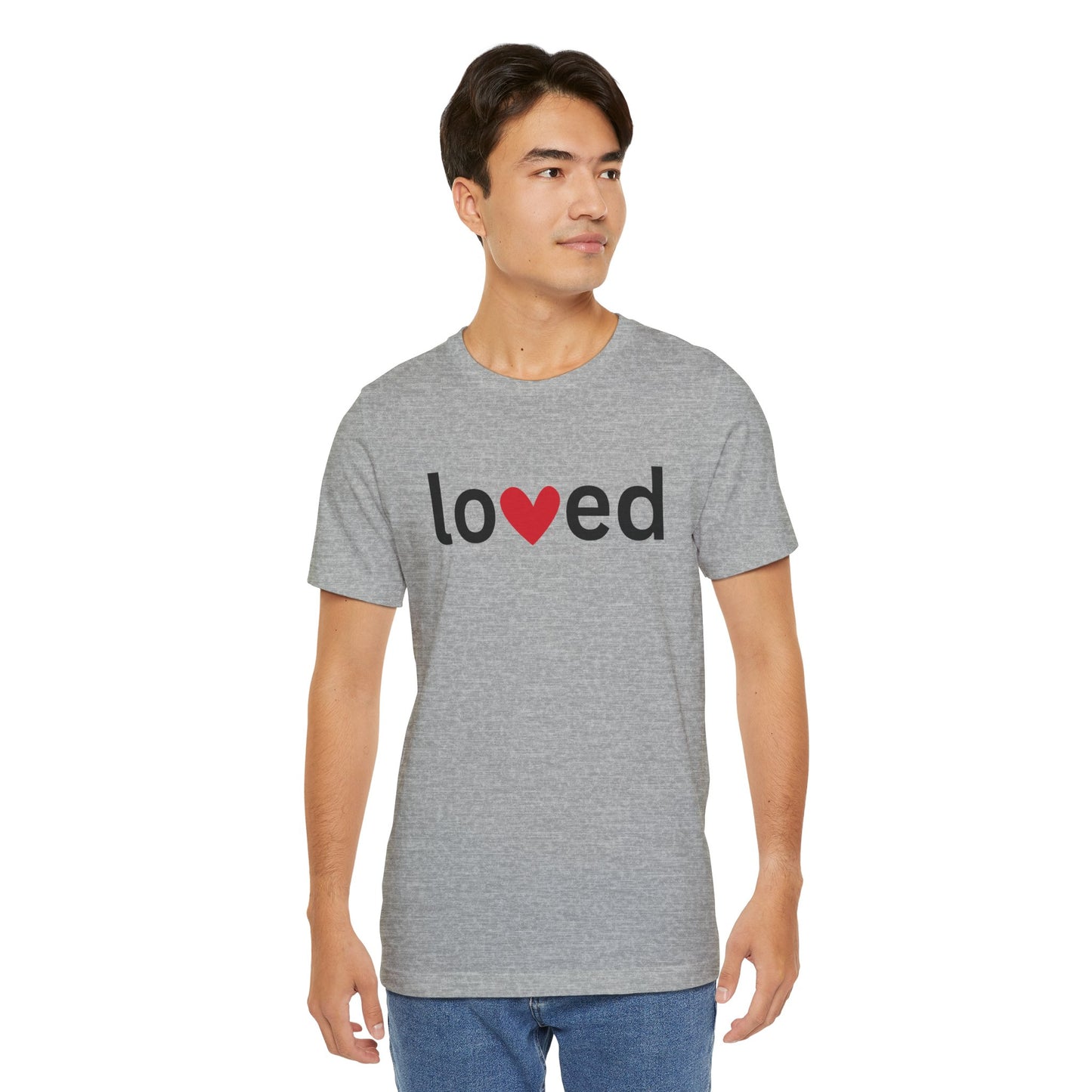 “Loved” Unisex T-Shirt with Heart-Shaped “V” [LOVE ALWAYS WINS!]