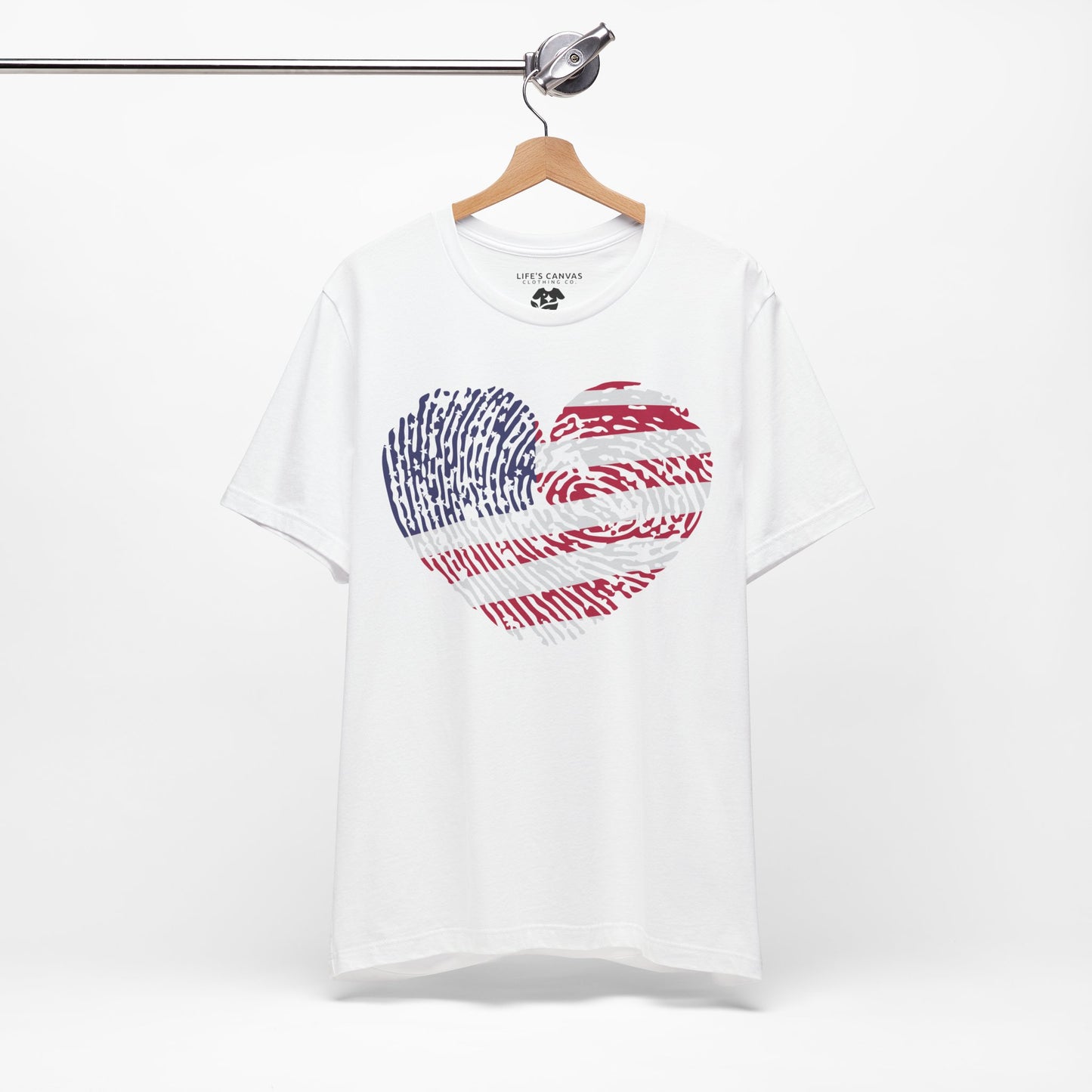 Thumbprint Heart – USA Edition – Unisex T-Shirt | FOR THE ONES WHO CARRY HOME IN THEIR HEART