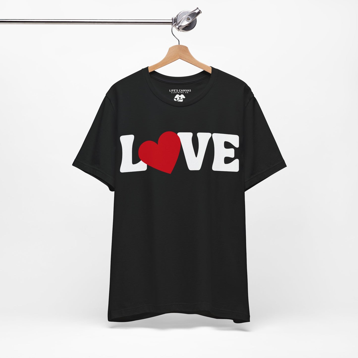 “Love” Unisex T-Shirt with Solid Heart-Shaped “O” [HEART-FELT HAPPINESS!]