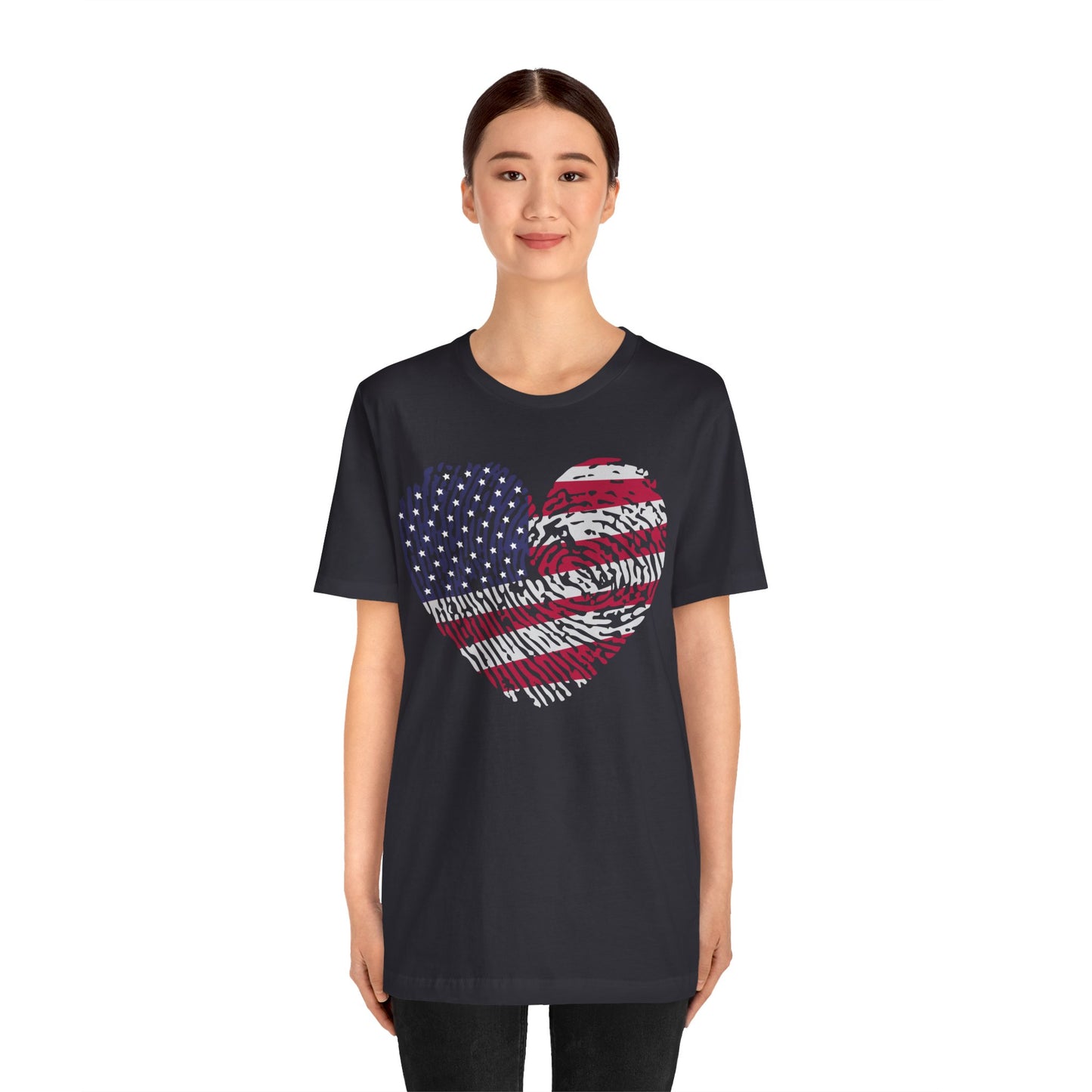 Thumbprint Heart – USA Edition – Unisex T-Shirt | FOR THE ONES WHO CARRY HOME IN THEIR HEART