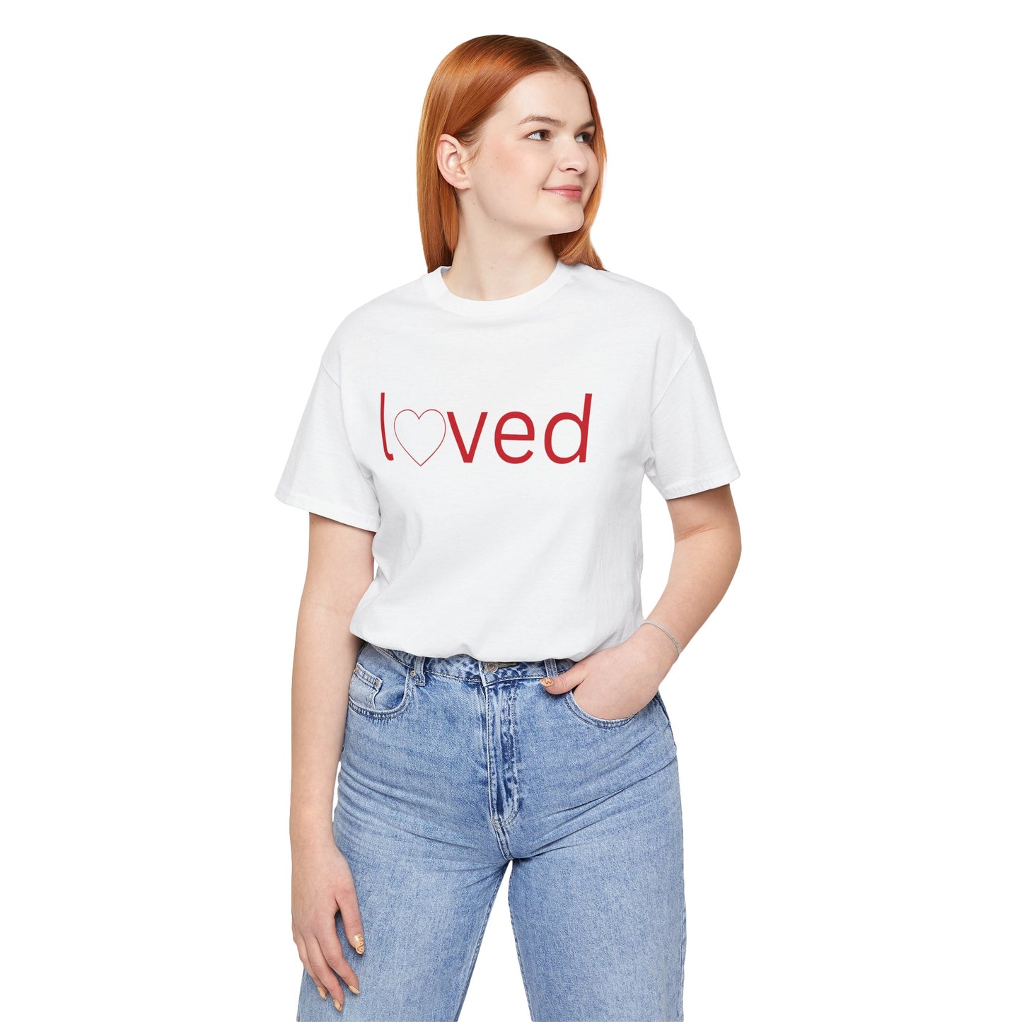 “Loved” Unisex T-Shirt with Heart-Shaped Line Art [FOLLOW YOUR HEART!]