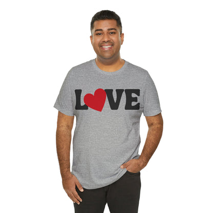 “Love” Unisex T-Shirt with Solid Heart-Shaped “O” [HEART-FELT HAPPINESS!]