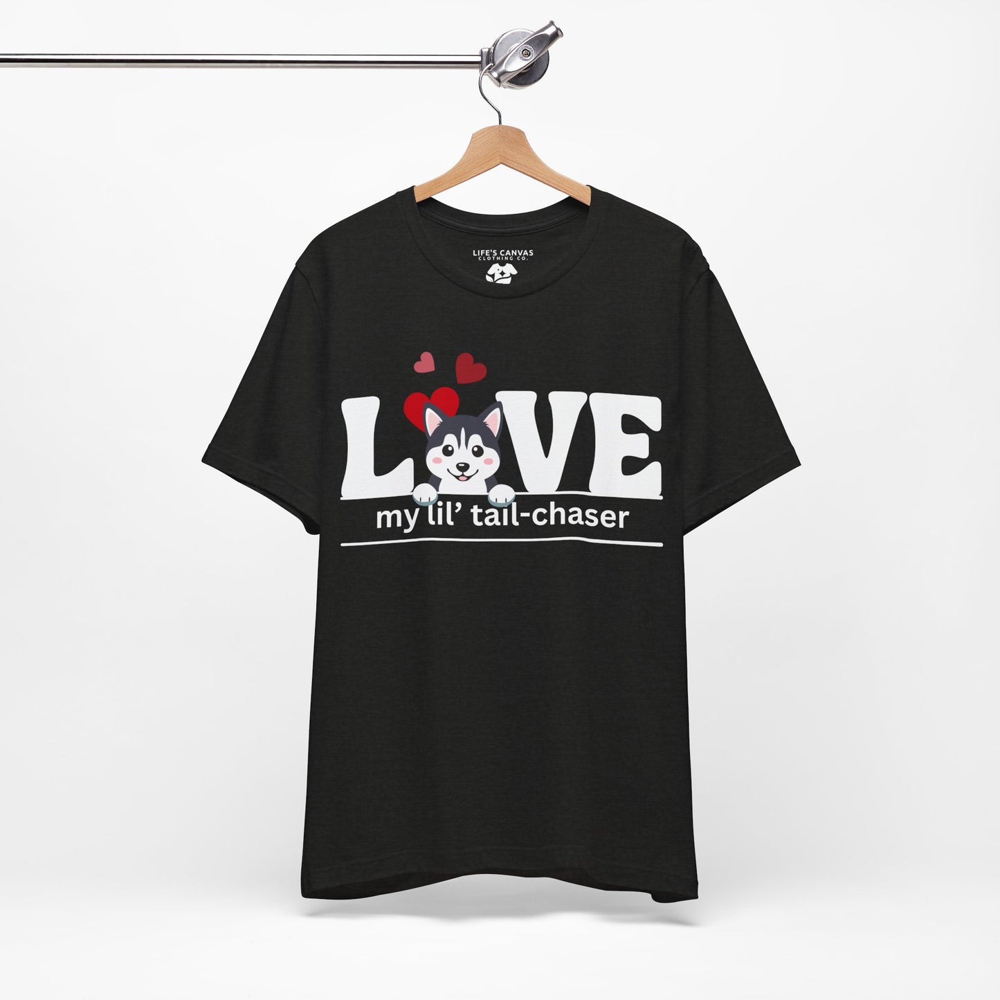 "L[Husky]VE - Lil' Tail Chaser" Unisex T-Shirt [FOR THE PUPPY-LOVING HEARTS]