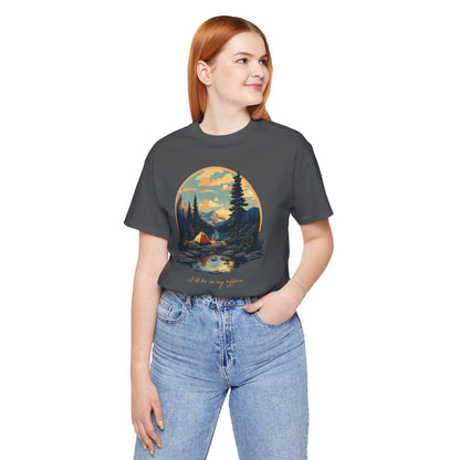 “I’ll Be in My Office” with Retro Round Landscape and Tent Image - Unisex T-Shirt [FOR THE OUTDOOR OFFICE LOVERS!]