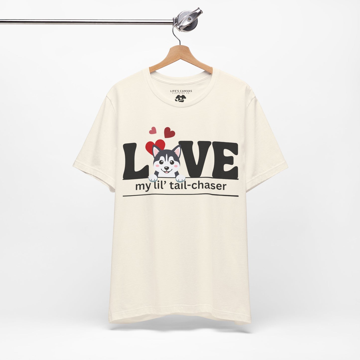 "L[Husky]VE - Lil' Tail Chaser" Unisex T-Shirt [FOR THE PUPPY-LOVING HEARTS]