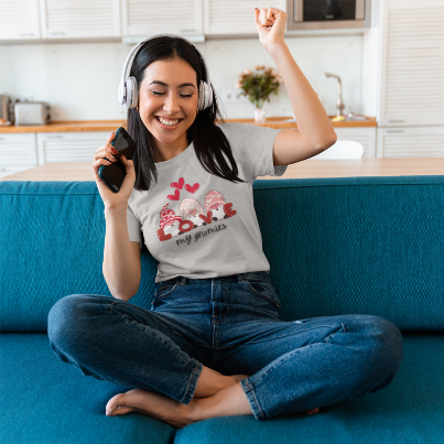 “Love My Gnomes” Unisex T-Shirt with Valentine’s Gnome Trio [GNOME SWEET GNOME!]