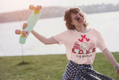 “Love My Gnomes” Unisex T-Shirt with Valentine’s Gnome Trio [GNOME SWEET GNOME!]