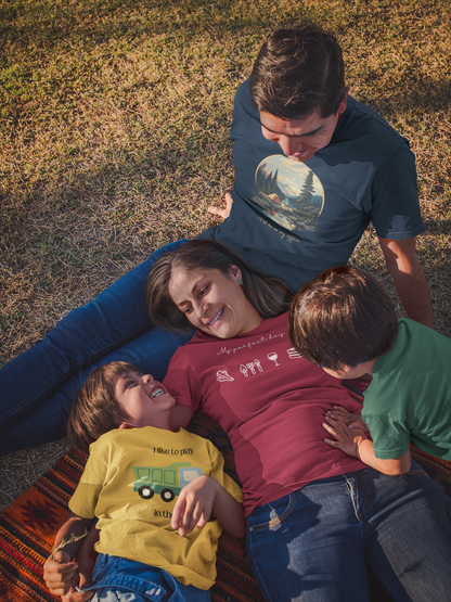 “I’ll Be in My Office” with Retro Round Landscape and Tent Image - Unisex T-Shirt [FOR THE OUTDOOR OFFICE LOVERS!]