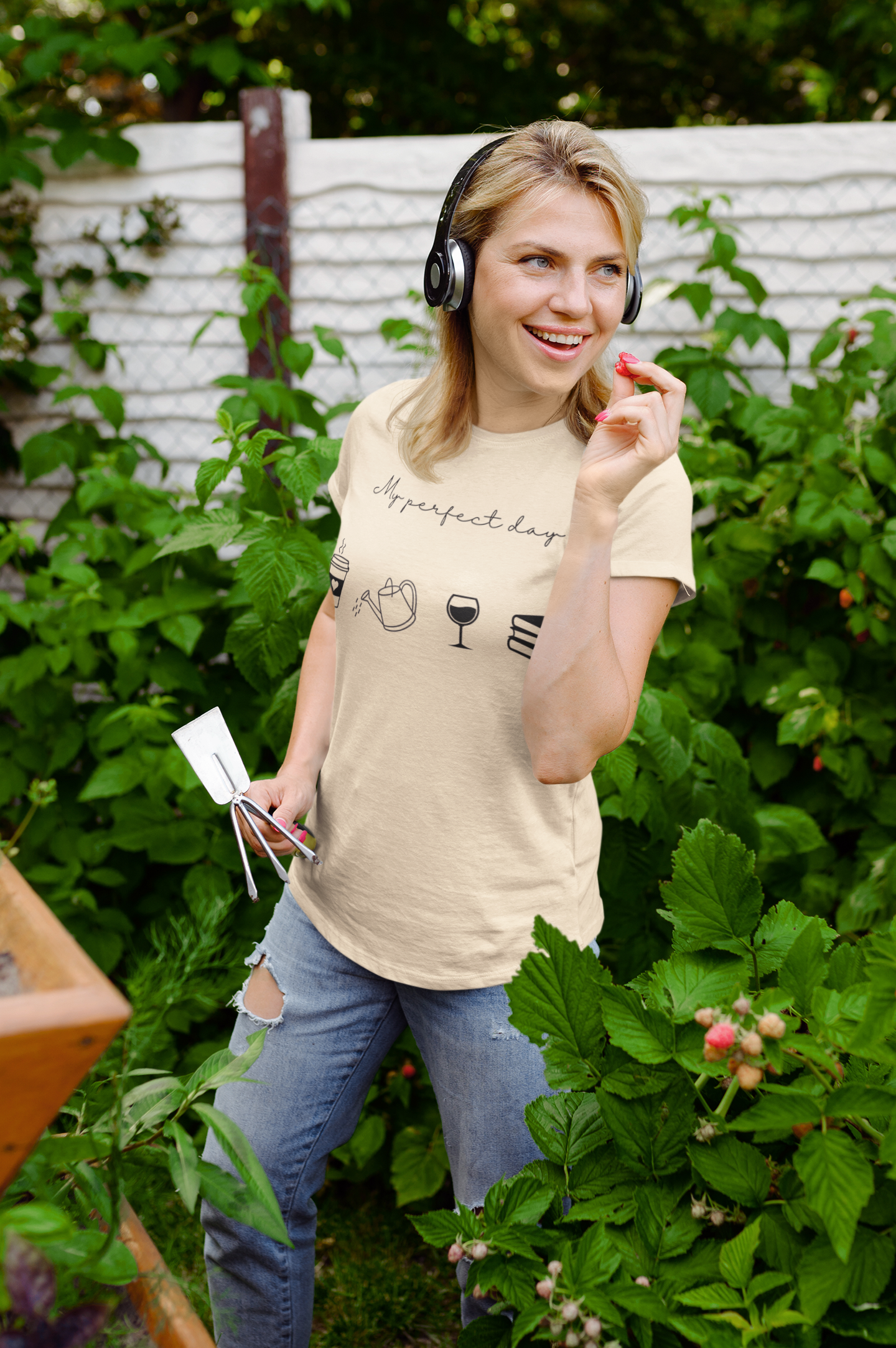 “Perfect Day” with Coffee, Water Can, Wine, and Book Icons - Unisex T-Shirt [FOR THE BALANCED SOULS!]