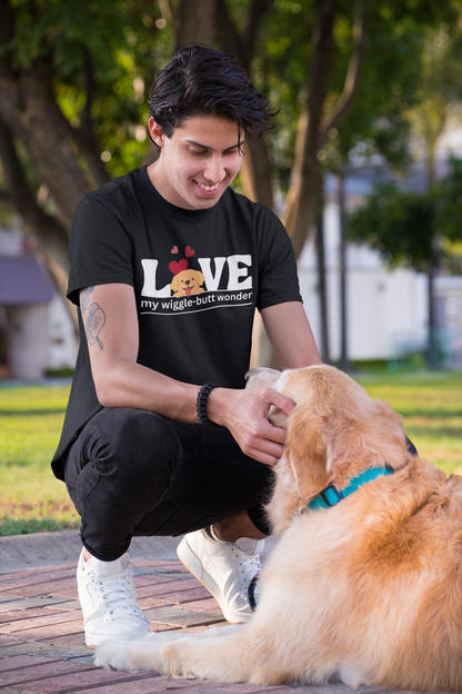 “L[Golden Puppy]ve My Wiggle-Butt Wonder” Unisex T-Shirt [PUPPY LOVE PERFECTION!]