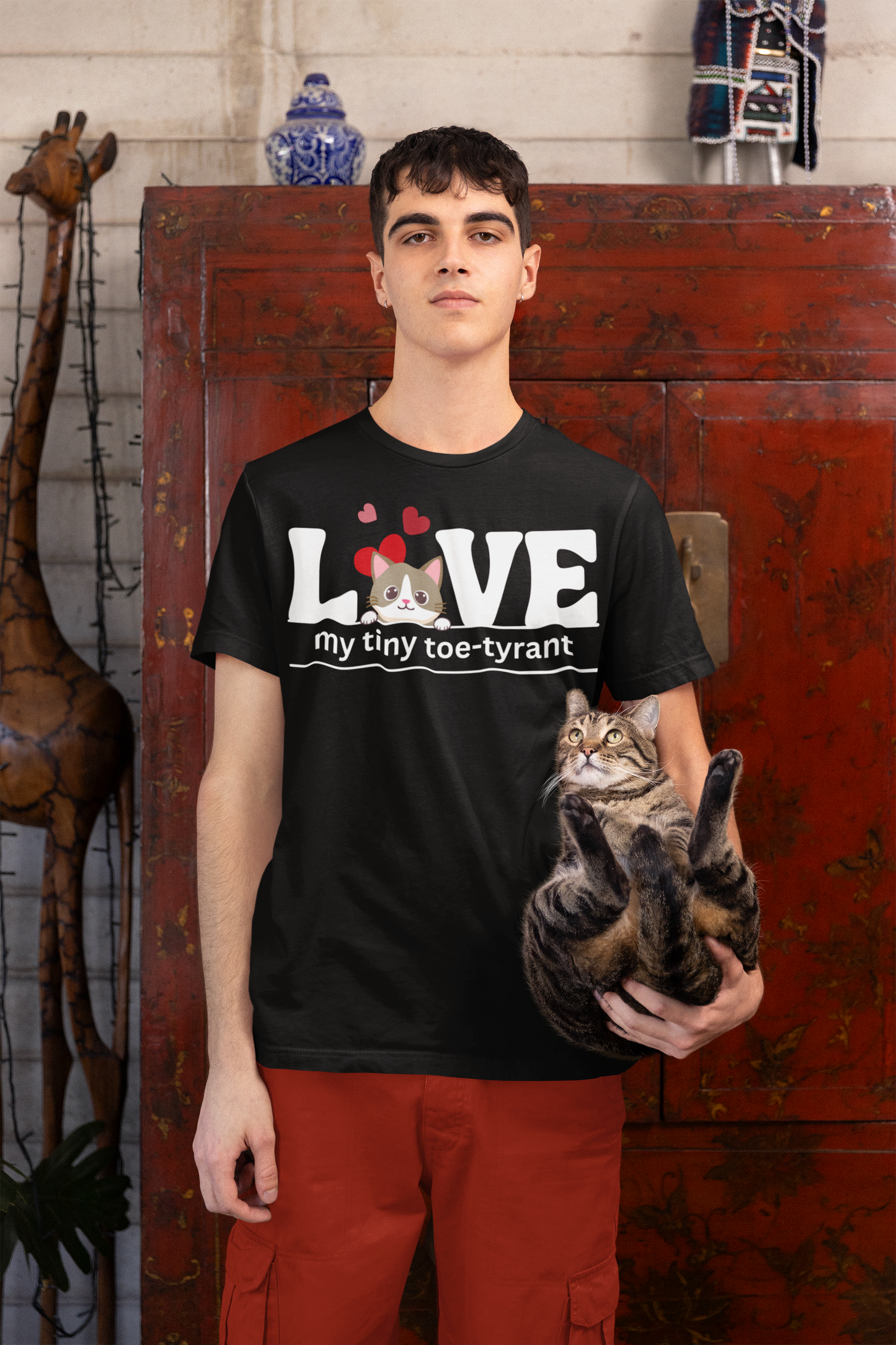 "L[kitty]VE my Tiny Toe-Tyrant" – Unisex T-shirt [FOR THE CAT LOVERS WHO KNOW WHO'S IN CHARGE]
