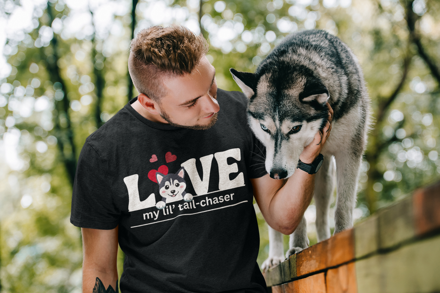 "L[Husky]VE - Lil' Tail Chaser" Unisex T-Shirt [FOR THE PUPPY-LOVING HEARTS]