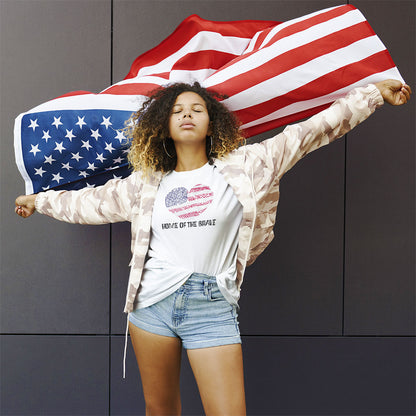 Home of the Brave – Thumbprint Heart Edition – Unisex T-Shirt | FOR THOSE WHO WEAR THEIR HEART AND HOMELAND PROUDLY