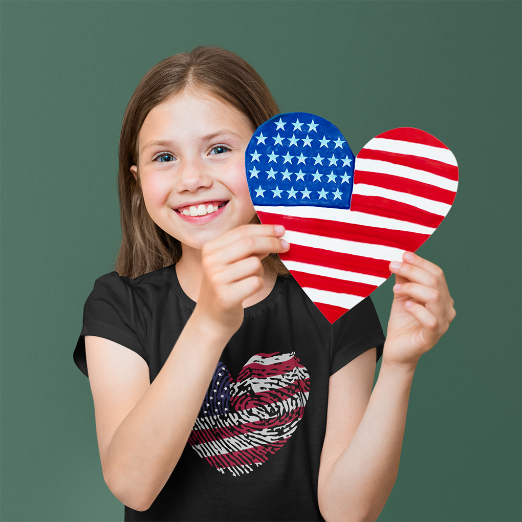 Thumbprint Heart – Youth T-Shirt | A LITTLE HEART WITH BIG PATRIOTIC PRIDE