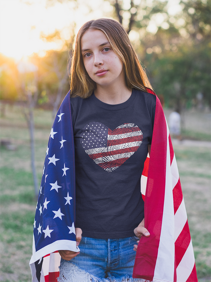 Thumbprint Heart – USA Edition – Unisex T-Shirt | FOR THE ONES WHO CARRY HOME IN THEIR HEART