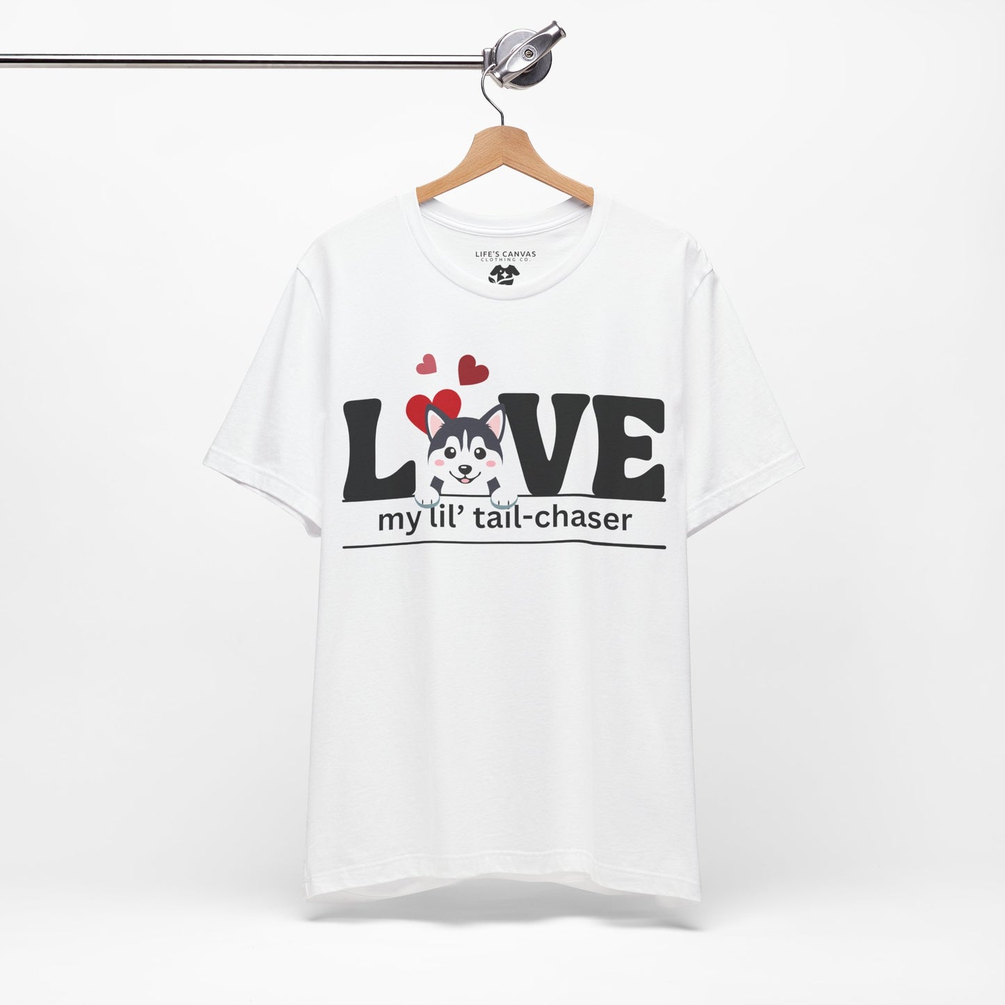 "L[Husky]VE - Lil' Tail Chaser" Unisex T-Shirt [FOR THE PUPPY-LOVING HEARTS]