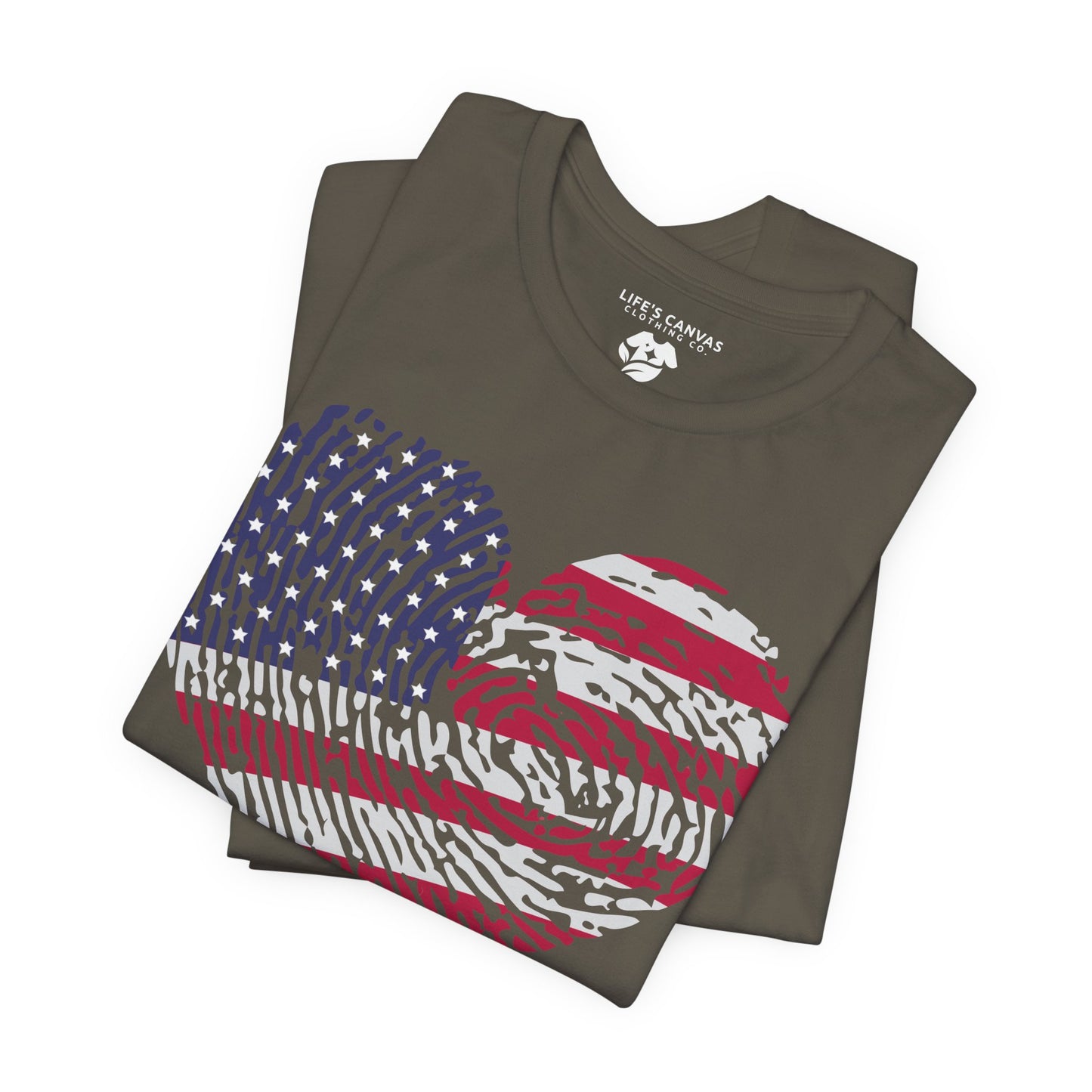 Thumbprint Heart – USA Edition – Unisex T-Shirt | FOR THE ONES WHO CARRY HOME IN THEIR HEART