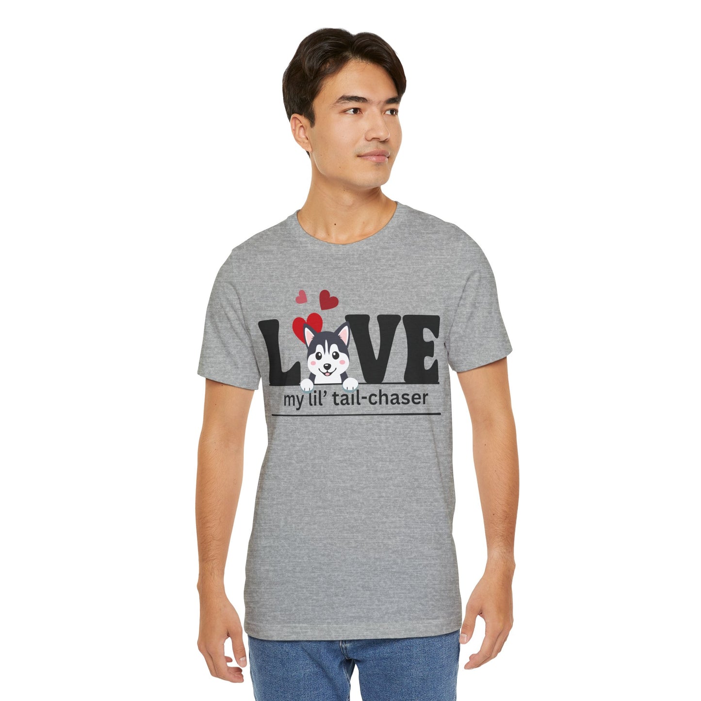 "L[Husky]VE - Lil' Tail Chaser" Unisex T-Shirt [FOR THE PUPPY-LOVING HEARTS]