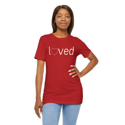 “Loved” Unisex T-Shirt with Heart-Shaped Line Art [FOLLOW YOUR HEART!]