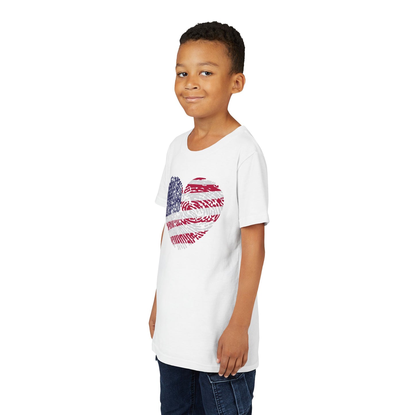 Thumbprint Heart – Youth T-Shirt | A LITTLE HEART WITH BIG PATRIOTIC PRIDE