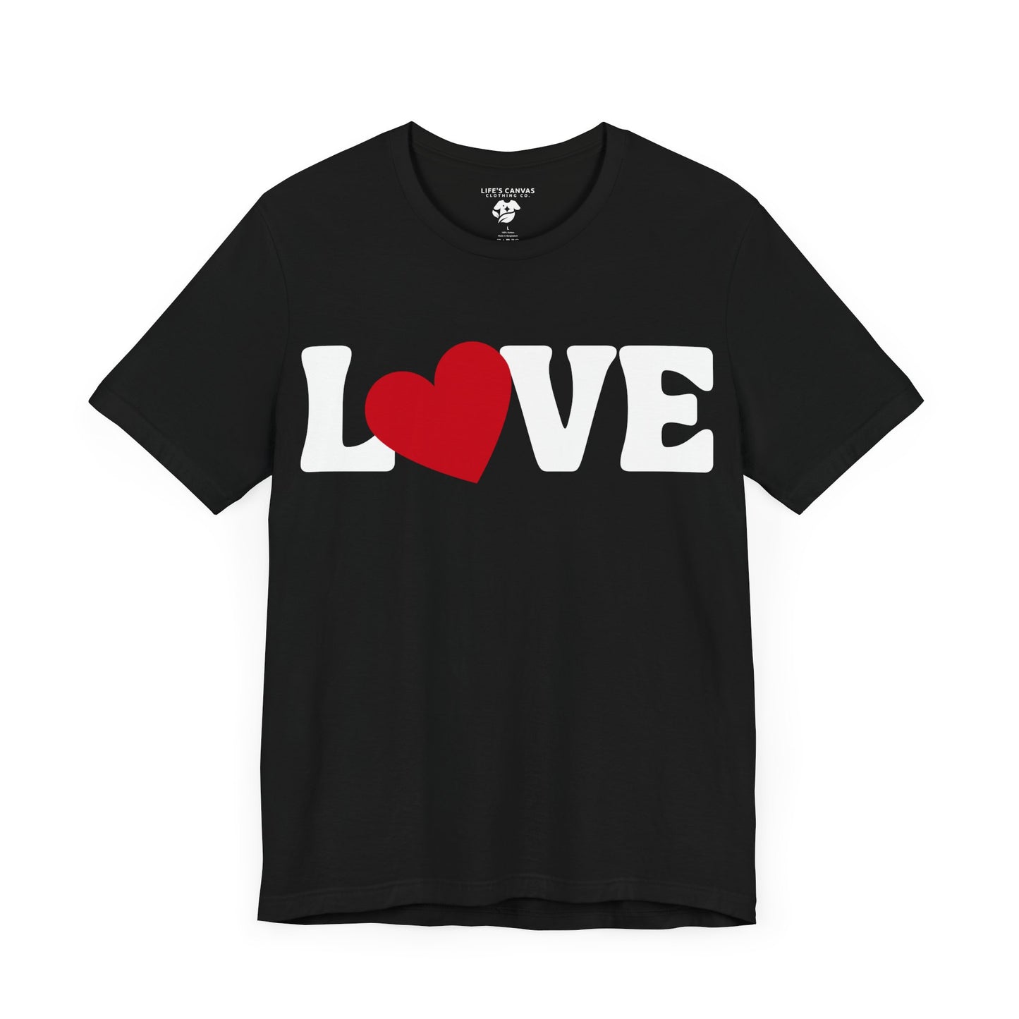 “Love” Unisex T-Shirt with Solid Heart-Shaped “O” [HEART-FELT HAPPINESS!]