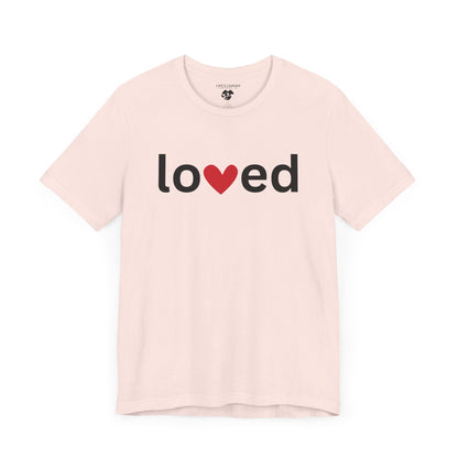“Loved” Unisex T-Shirt with Heart-Shaped “V” [LOVE ALWAYS WINS!]
