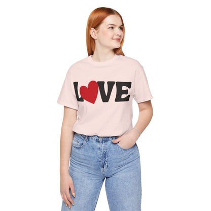 “Love” Unisex T-Shirt with Solid Heart-Shaped “O” [HEART-FELT HAPPINESS!]