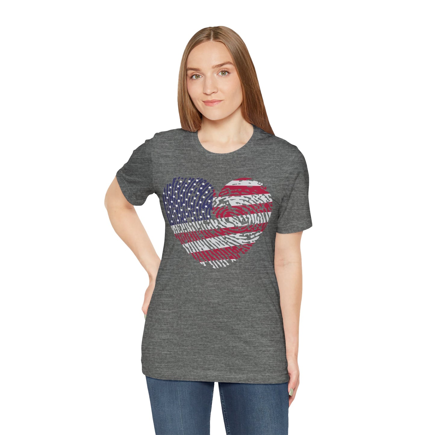 Thumbprint Heart – USA Edition – Unisex T-Shirt | FOR THE ONES WHO CARRY HOME IN THEIR HEART