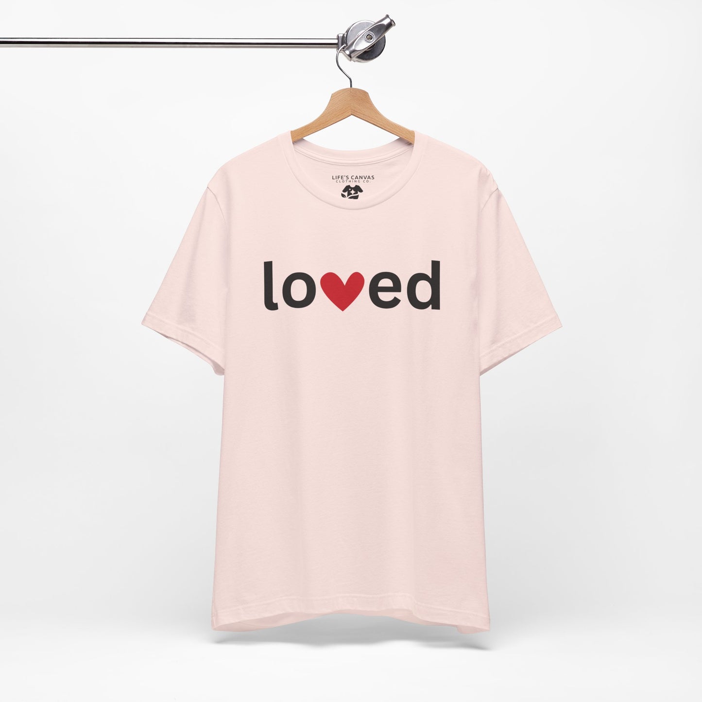 “Loved” Unisex T-Shirt with Heart-Shaped “V” [LOVE ALWAYS WINS!]