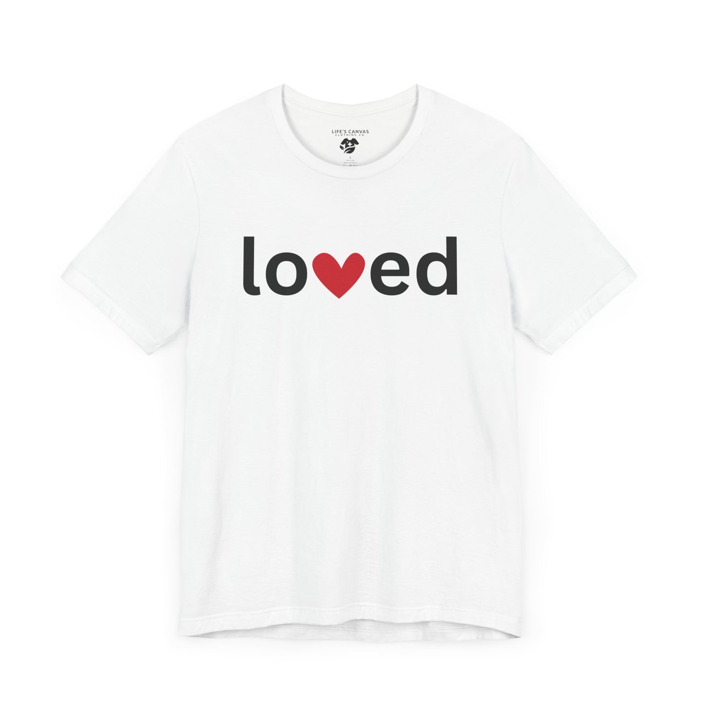 “Loved” Unisex T-Shirt with Heart-Shaped “V” [LOVE ALWAYS WINS!]