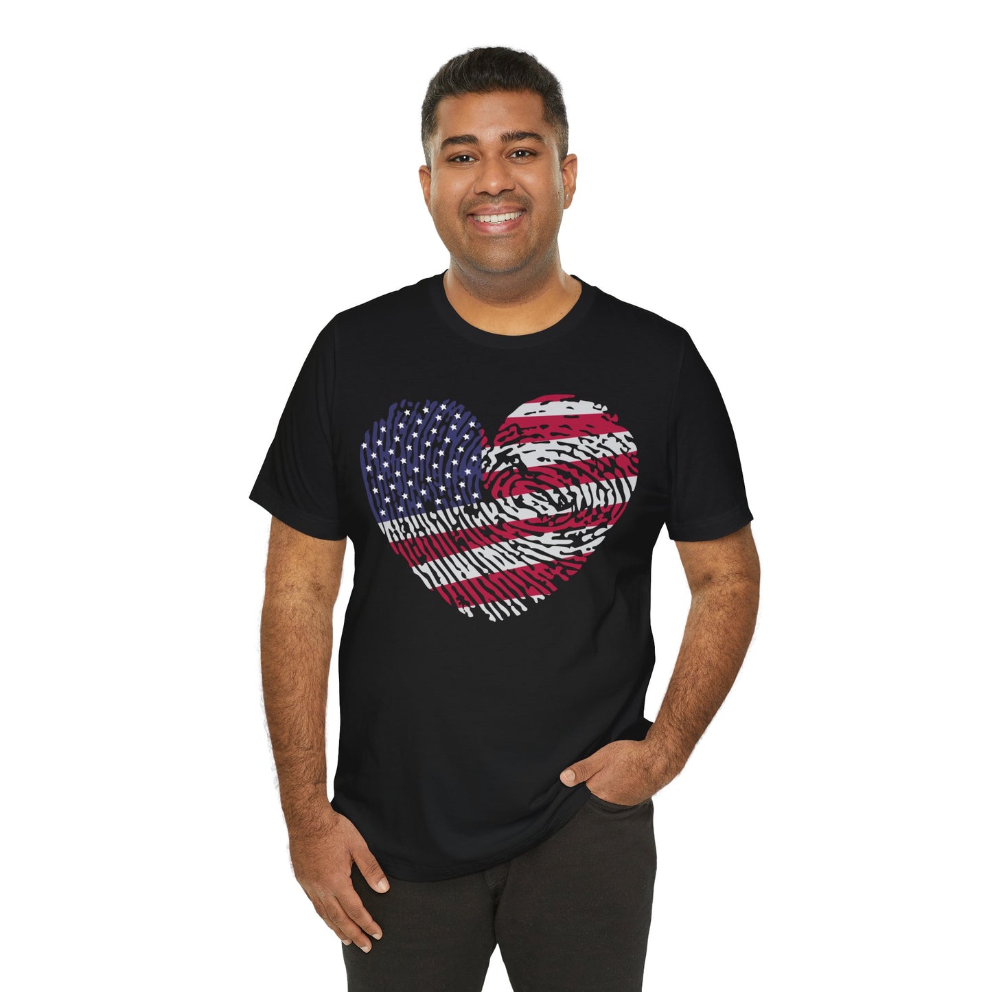 Thumbprint Heart – USA Edition – Unisex T-Shirt | FOR THE ONES WHO CARRY HOME IN THEIR HEART