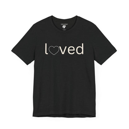 “Loved” Unisex T-Shirt with Heart-Shaped Line Art [FOLLOW YOUR HEART!]