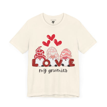 “Love My Gnomes” Unisex T-Shirt with Valentine’s Gnome Trio [GNOME SWEET GNOME!]