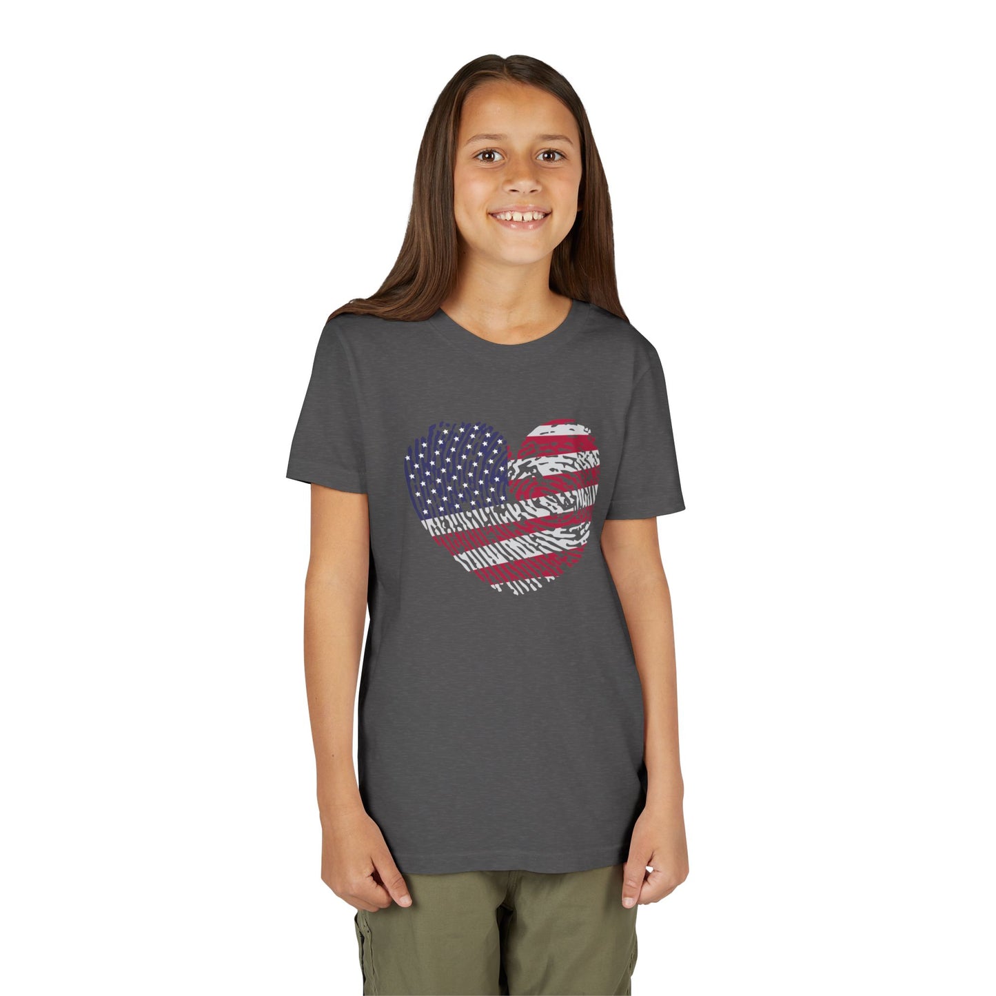 Thumbprint Heart – Youth T-Shirt | A LITTLE HEART WITH BIG PATRIOTIC PRIDE