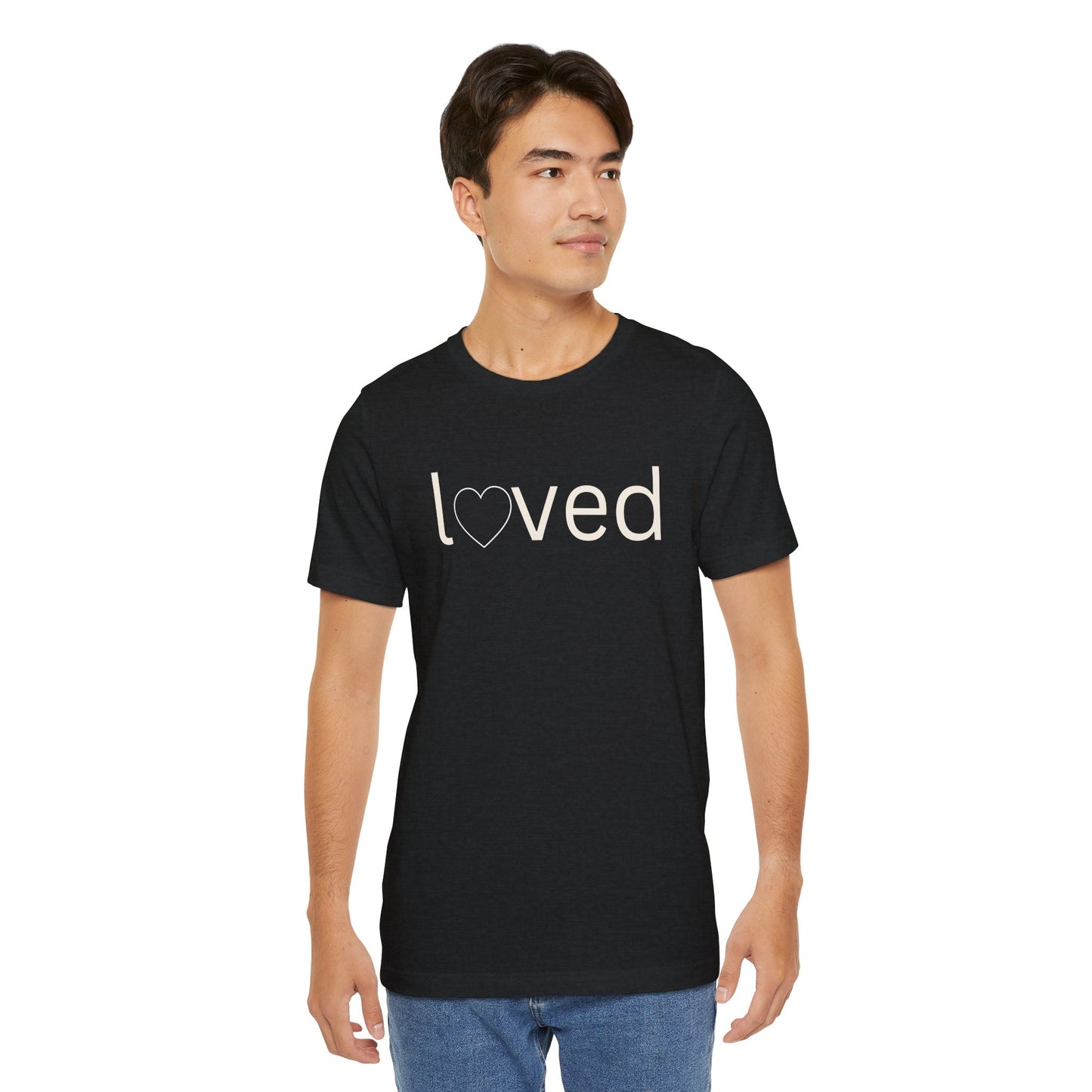 “Loved” Unisex T-Shirt with Heart-Shaped Line Art [FOLLOW YOUR HEART!]